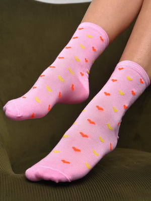 Демісезонні рожеві шкарпетки з принтом | 6761051