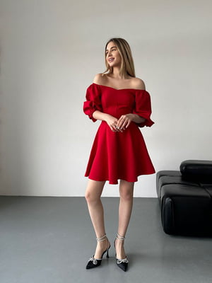 Червона сукня А-силуету з відкритими плечами | 6763860