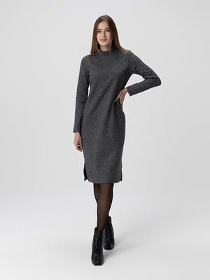 Сіра сукня-светр з довгим рукавом | 6748134