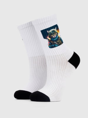 Шкарпетки білі з принтом | 6748201