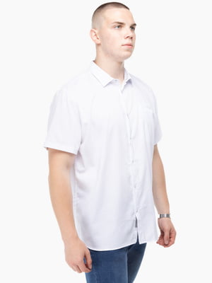 Біла однотонна сорочка з коротким рукавом | 6748340