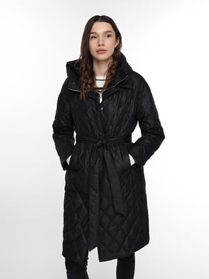 Куртка-пальто чорна з поясом | 6748421