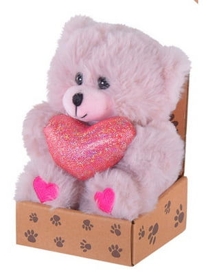 М'яка іграшка ведмедик з серцем рожевий | 6748543