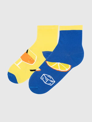 Шкарпетки жовто-сині з принтом | 6748719