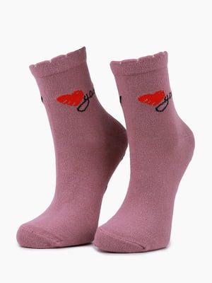 Шкарпетки пудрового кольору з принтом | 6748926