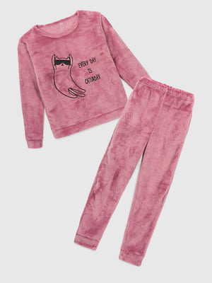 Рожева велюрова піжама: світшот і штани | 6748966
