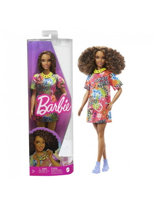 Лялька Barbie "модниця" в яскравій сукні-футболці різнокольорова | 6749084
