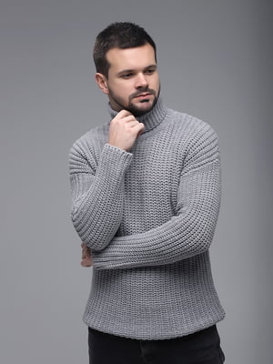 Сірий светр з коміром-гльф | 6750815