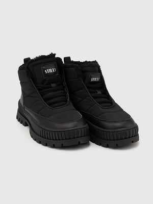Зимові чорні черевики на штучному хутрі | 6748227