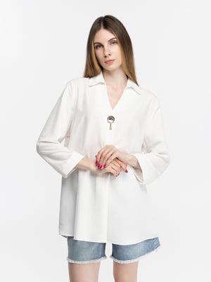Вільна блуза молочного кольору в смужку | 6748776