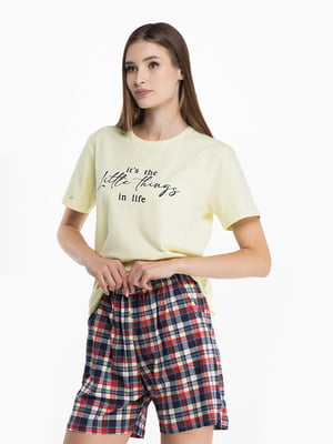 Піжама бавовняна різнокольорова: футболка і шорти | 6749030