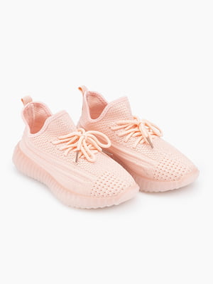 Рожеві текстильні кросівки на шнурівці | 6749385
