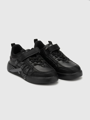 Чорні кросівки з екошкіри | 6749536