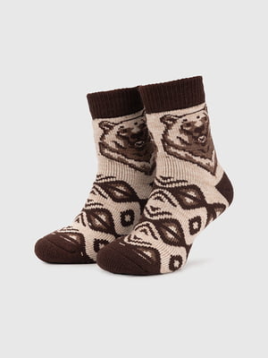 Коричневі шкарпетки з принтом (23-25 р.) | 6750542