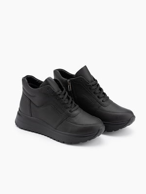 Чорні трикотажні кросівки на шнурівці | 6750888