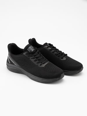 Чорні текстильні кросівки на шнурівці | 6751135