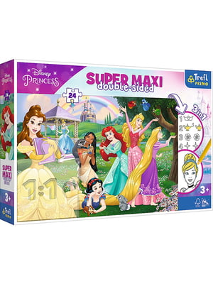 Набір: пазли і розмальовка "Щасливі принцеси" Disney: Принцеси (24 ел. SUPER MAXI) | 6751394