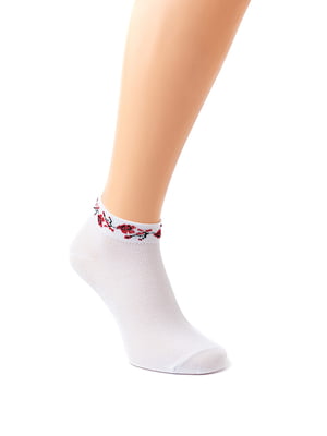 Білі короткі шкарпетки з квітковим принтом | 6751410