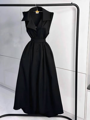 Чорний комплект: сукня А-силуету та сорочка | 6763990