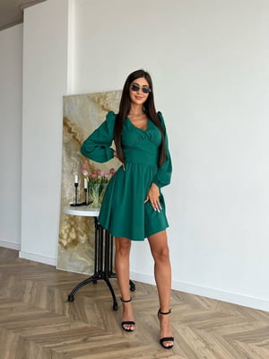 Зелена сукня А-силуету V-подібним вирізом горловини | 6764081