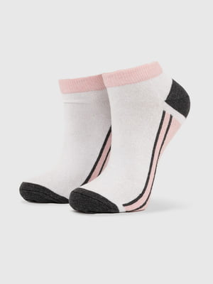 Шкарпетки біло-рожеві зі смужками чорного кольору | 6752507