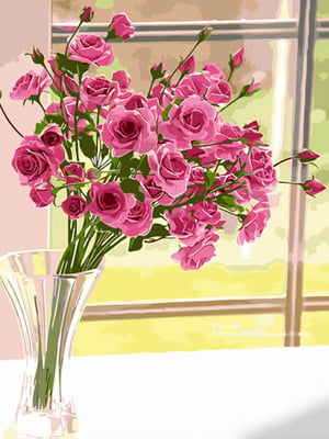 Набір для розпису по номерах “Букет рожевих троянд” | 6752915
