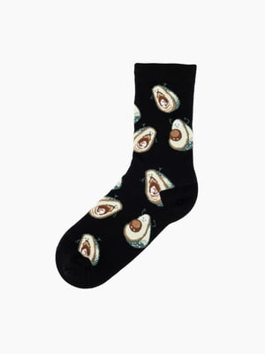 Шкарпетки (41-44) чорні в принт “Авокадо” | 6753151