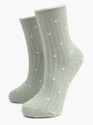 Шкарпетки (35-40) світло-зелені в смужку і горошок | 6753224