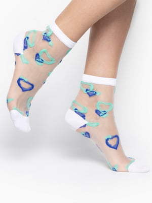 Шкарпетки капронові (35-40) м'ятного кольору з принтом “Серце” (2000989665472S) | 6753411