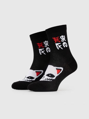 Шкарпетки (23-25) чорні з принтом | 6753751