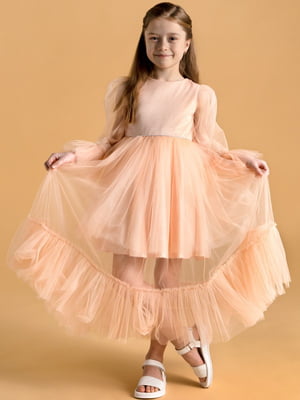 Сукня святкова персикового кольору з рюшами | 6754142