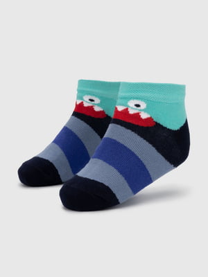 Шкарпетки різнокольорові в смужку з принтом | 6754217