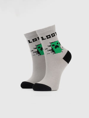 Шкарпетки (18-20) сірі з принтом | 6754247