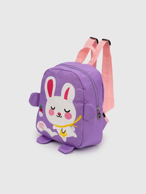 Рюкзак бузкового кольору з малюнком зайчика (25х21х9 см) | 6754635