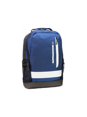 Рюкзак шкiльний синій з білою смужкою та Laptop-кишенею | 6754642