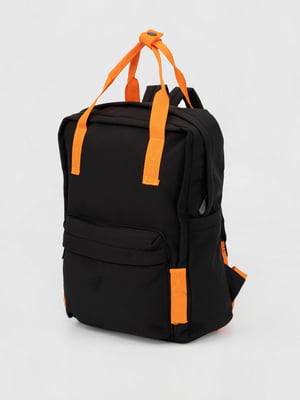 Рюкзак чорний з помаранчевими ручками | 6754693