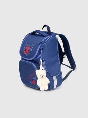 Рюкзак каркасний синій з брелком-ведмедиком | 6754710