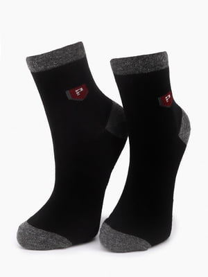 Шкарпетки  (22-24) чорно-сірі з принтом | 6754918