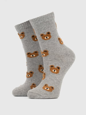 Шкарпетки сірі з ведмедиками | 6755896