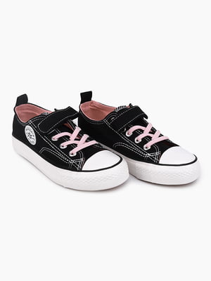 Кеди чорні з рожевою шнурівкою | 6756513