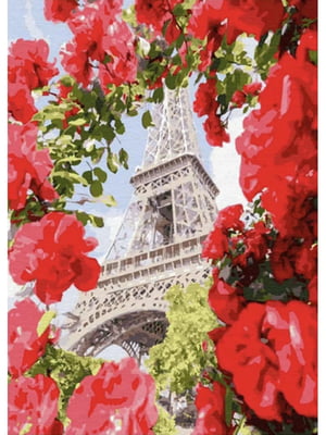Набір для творчості алмазна картина “Ейфелева вежа серед троянд” | 6756537