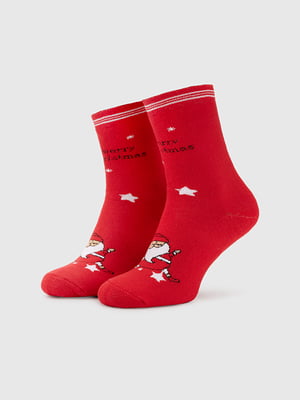 Шкарпетки червоні з принтом | 6756641