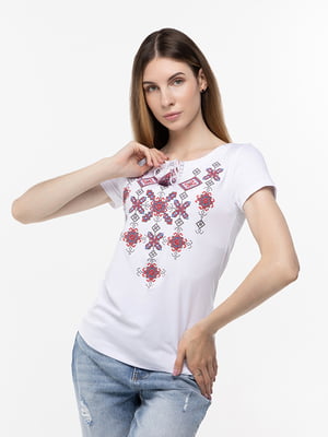 Вишиванка-футболка біла з червоним | 6756993