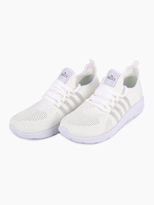 Білі текстильні кросівки на шнурівці | 6757623