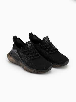 Чорні текстильні кросівки на шнурівці | 6757816