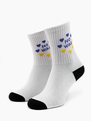 Шкарпетки біло-чорні з принтом | 6759002
