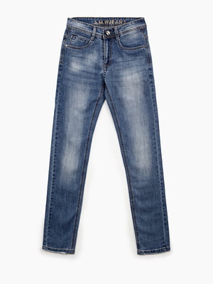 Сині джинси з потертостями | 6758423