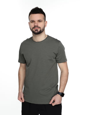 Базова бавовняна футболка кольору хакі | 6758441