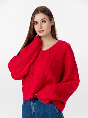 Пуловер червоний у візерунок | 6758821