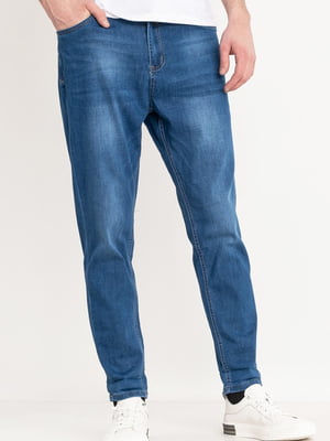 Блакитні звужені джинси з потертостями | 6764159